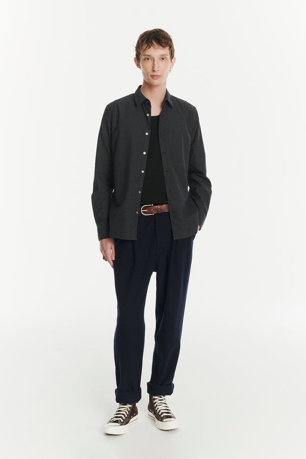Delikatessen Feel Good Shirt In A Fine Dark Grey Italian Cotton Oxford