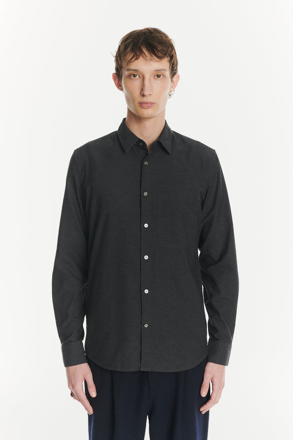 Delikatessen Feel Good Shirt In A Fine Dark Grey Italian Cotton Oxford