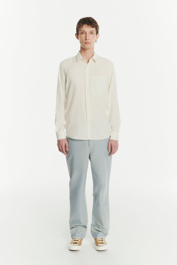 delikatessen Feel Good Shirt in a Fine Soft Creamy White Italian Cotton and Virgin Wool