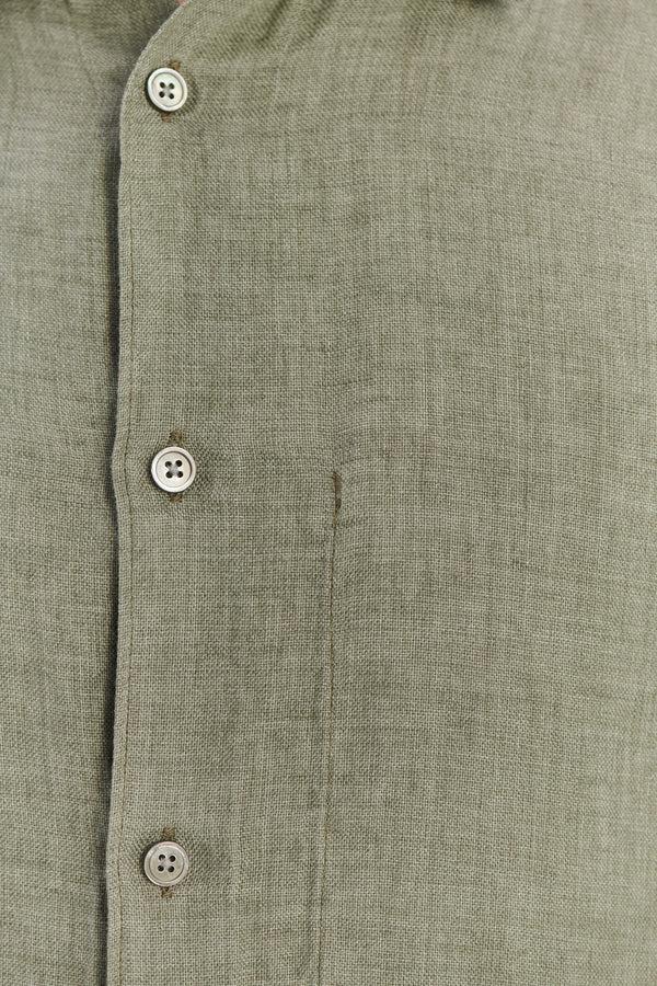 Delikatessen Feel Good Shirt In A Green Structured Italian Oxford Linen