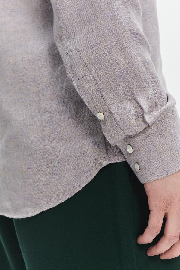 Delikatessen Feel Good Shirt In A Lavender Rich Structured Italian Oxford Linen