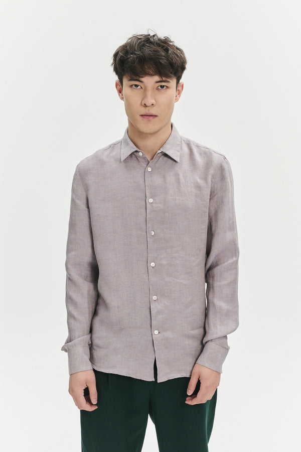 Delikatessen Feel Good Shirt In A Lavender Rich Structured Italian Oxford Linen