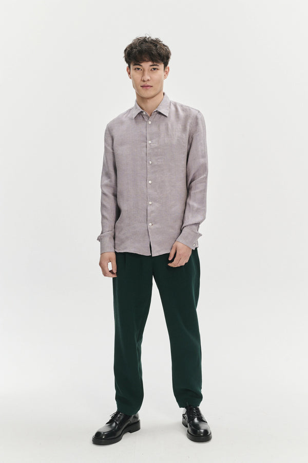 delikatessen Feel Good Shirt in a Lavender Rich Structured Italian Oxford Linen