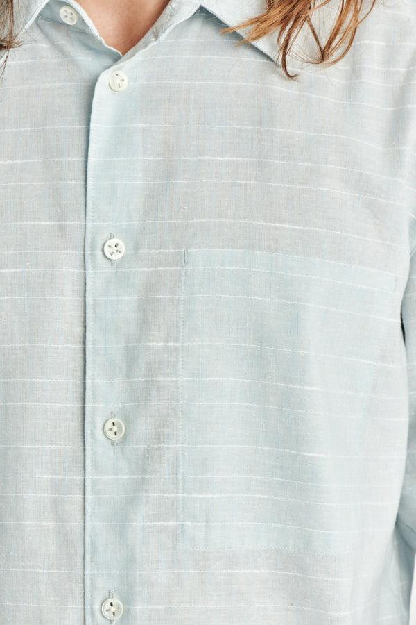 Delikatessen Feel Good Shirt In A Light Blue Mix Of Portuguese Cotton Linen And Pineapple