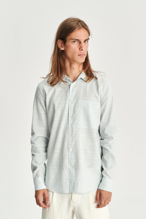 Delikatessen Feel Good Shirt In A Light Blue Mix Of Portuguese Cotton Linen And Pineapple