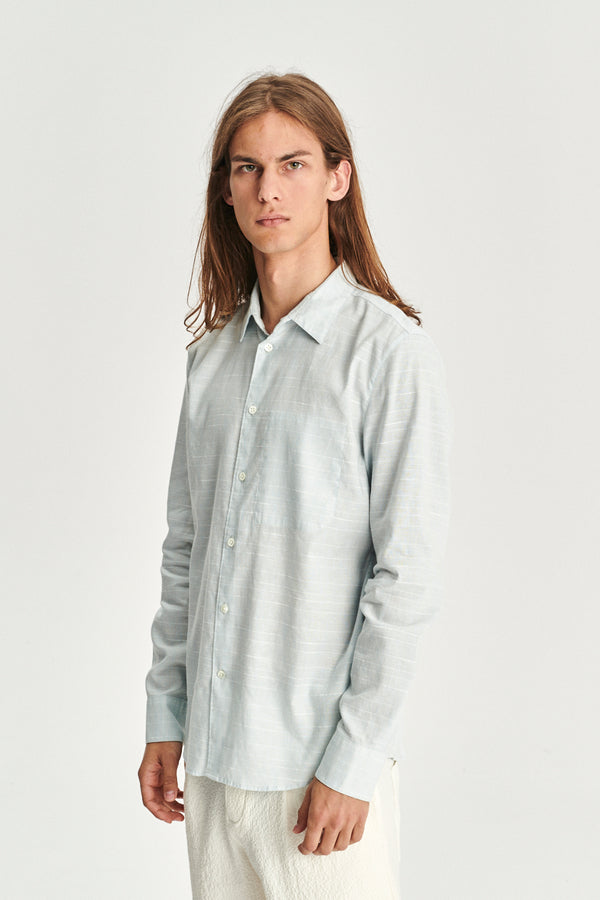 Delikatessen Feel Good Shirt In A Light Blue Mix Of Portuguese Cotton Linen And Pineapple