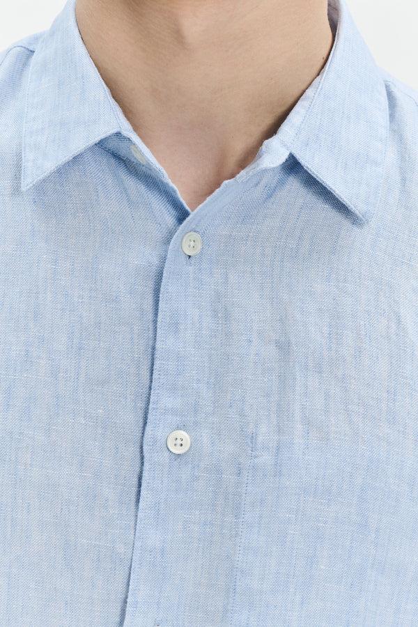Delikatessen Feel Good Shirt In A Sky Blue Rich Structured Italian Oxford Linen