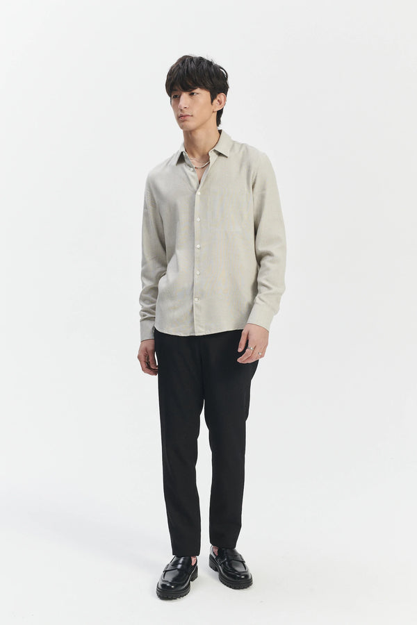 Delikatessen Feel Good Shirt In A Sky Grey Airy Mix Of Portuguese Merino Wool And Modal