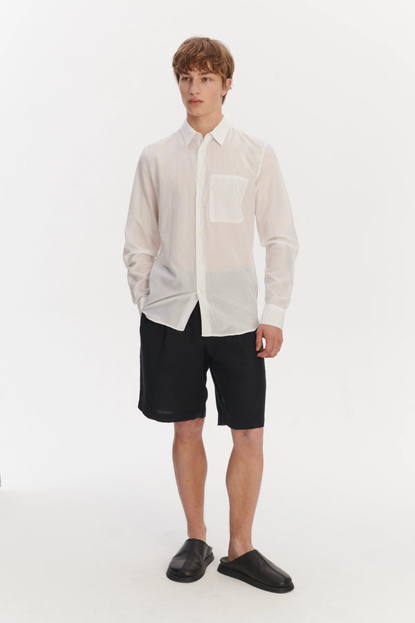 Delikatessen Feel Good Shirt In A Smooth White Airy Italian Silk And Cotton