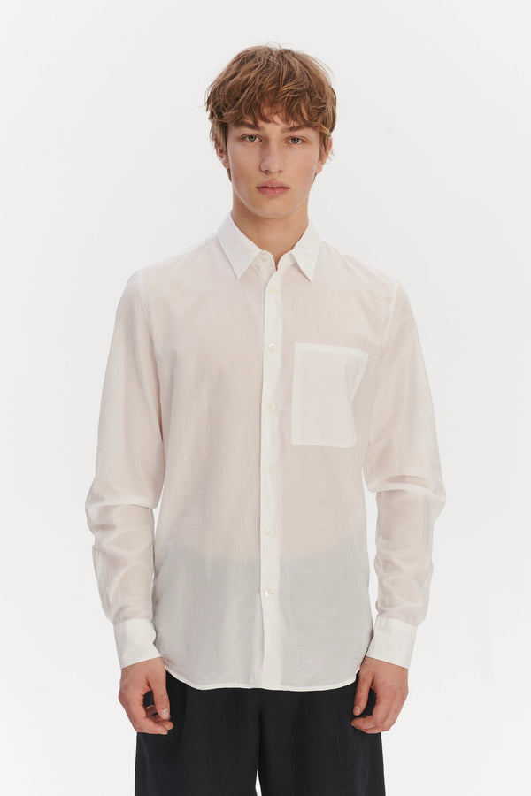 Delikatessen Feel Good Shirt In A Smooth White Airy Italian Silk And Cotton