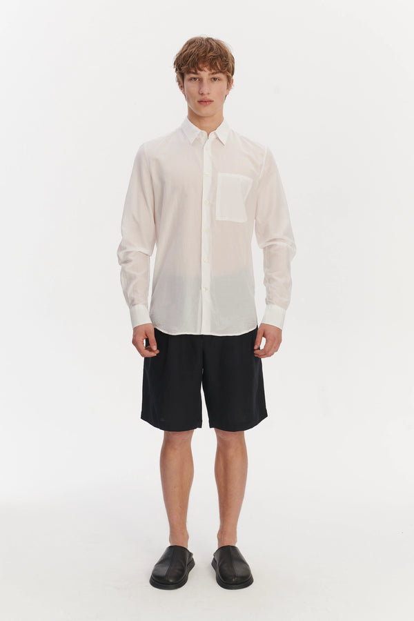 delikatessen Feel Good Shirt in a Smooth White Airy Italian Silk and Cotton