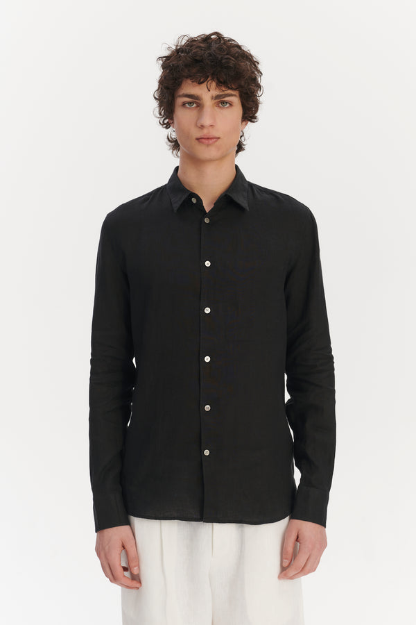 Delikatessen Feel Good Shirt In A Soft And Airy Black Portuguese Linen