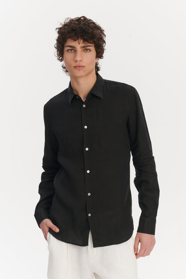 Delikatessen Feel Good Shirt In A Soft And Airy Black Portuguese Linen