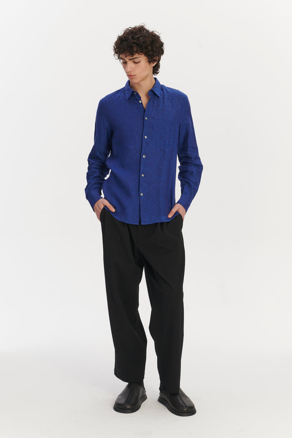 Delikatessen Feel Good Shirt In A Soft And Airy Cobalt Blue Italian Linen