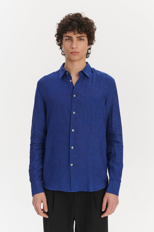 Delikatessen Feel Good Shirt In A Soft And Airy Cobalt Blue Italian Linen