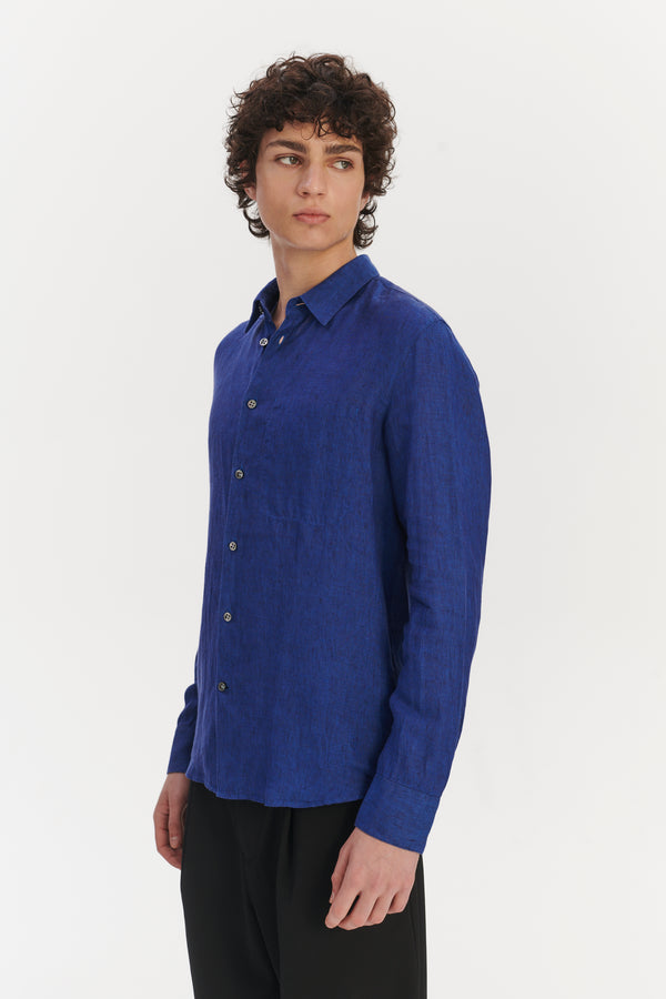 Delikatessen Feel Good Shirt In A Soft And Airy Cobalt Blue Italian Linen