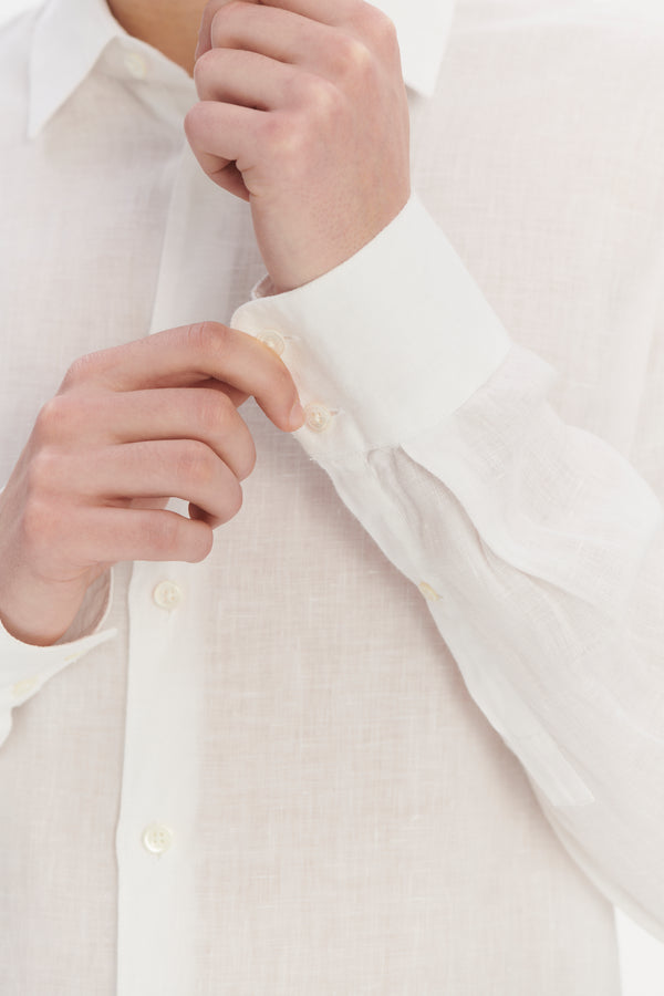 Delikatessen Feel Good Shirt In A Soft Pure White Airy Bohemian Linen