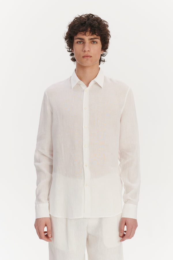 Delikatessen Feel Good Shirt In A Soft Pure White Airy Bohemian Linen