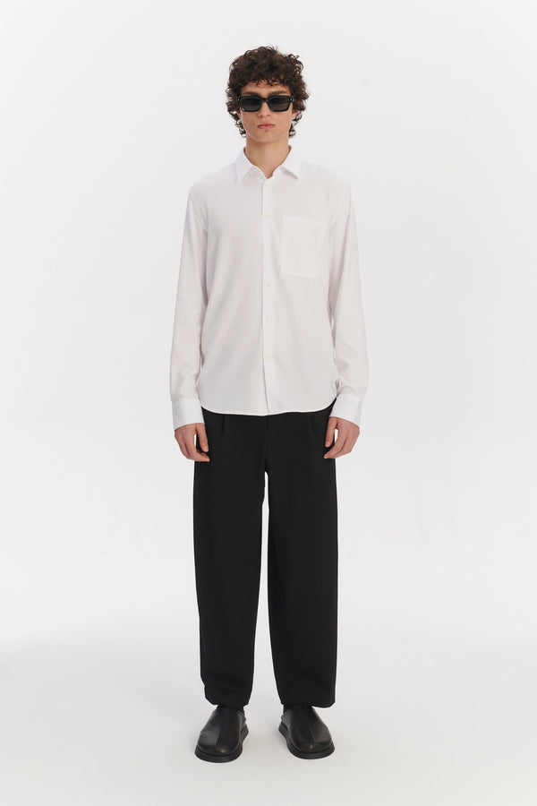 Delikatessen Feel Good Shirt In A White Very Soft Italian Lyocell And Cotton