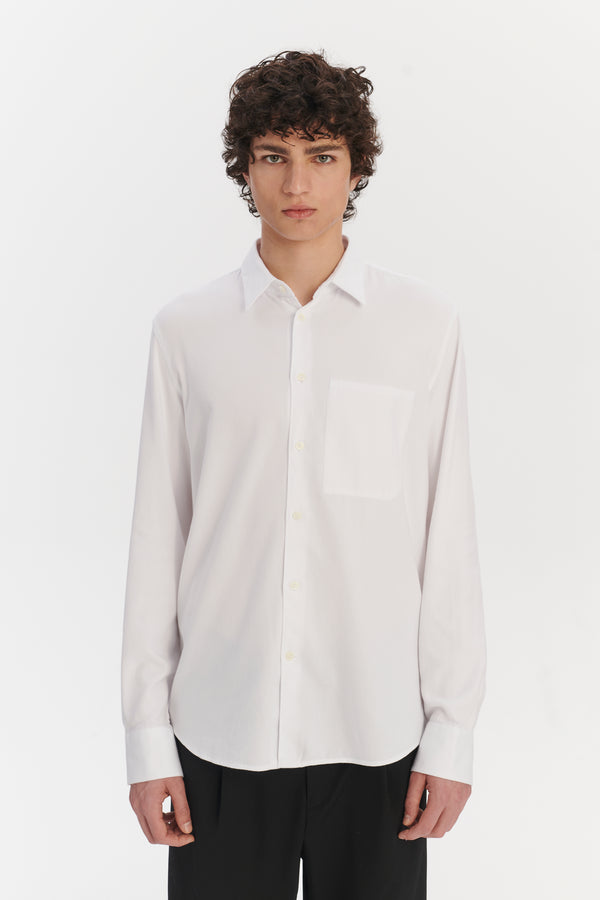 Delikatessen Feel Good Shirt In A White Very Soft Italian Lyocell And Cotton
