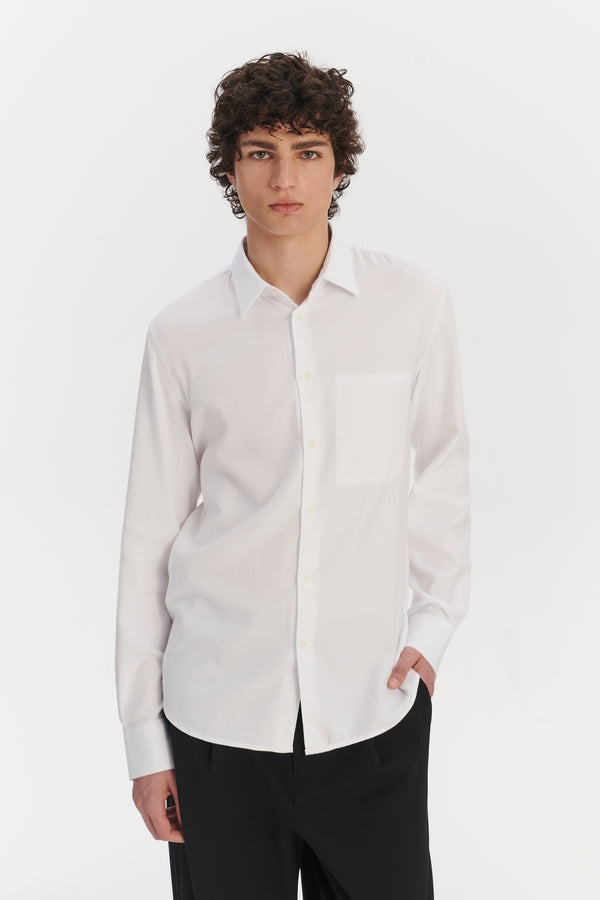 Delikatessen Feel Good Shirt In A White Very Soft Italian Lyocell And Cotton