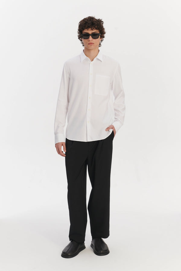 delikatessen Feel Good Shirt in a White Very Soft Italian Lyocell and Cotton