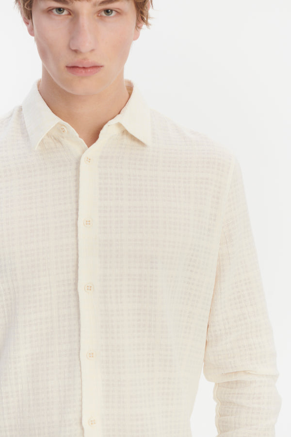Delikatessen Feel Good Shirt In An Off White Structural Portuguese Cotton