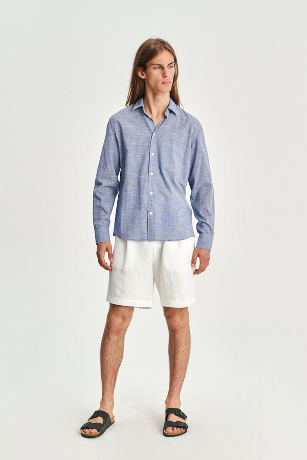 Delikatessen Feel Good Shirt In The Finest Blue Airy Italian Cotton By Albini