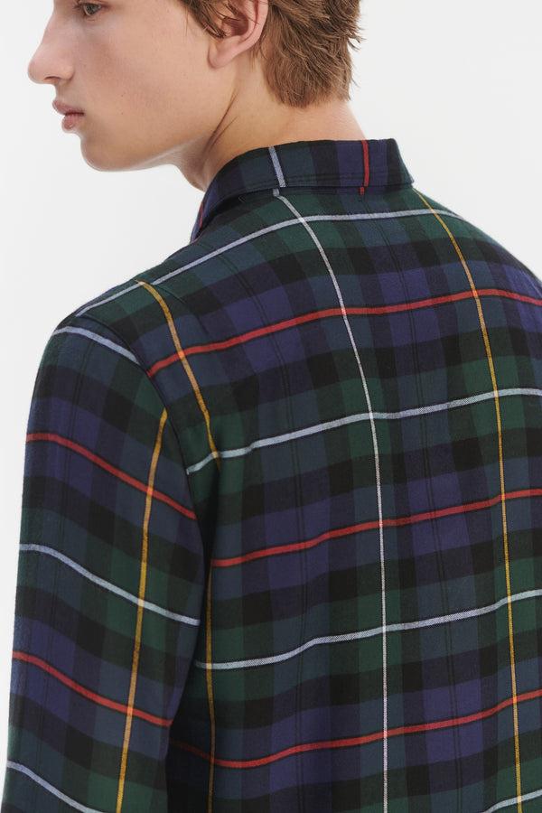 Delikatessen Feel Good Shirt In The Finest Dark Blue Green Red And Yellow Chequered Fluid Italian Modal