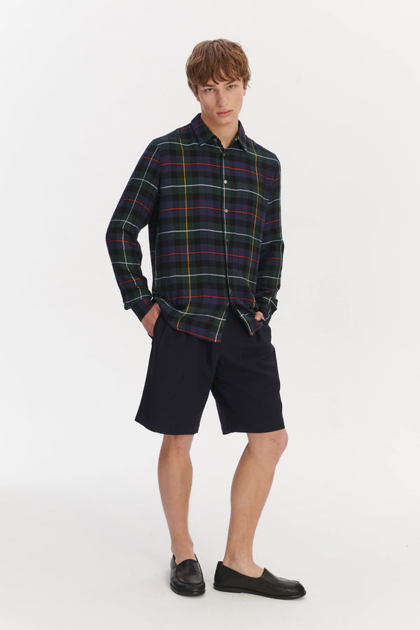 delikatessen Feel Good Shirt in the Finest Dark Blue Green Red and Yellow Chequered Fluid Italian Modal delikatessen Feel Good Shirt in the Finest Dark Blue Green Red and Yellow Chequered Fluid Italian Modal