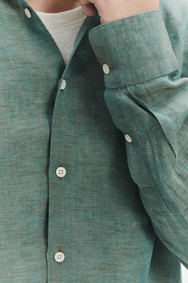 Delikatessen Feel Good Shirt In The Finest Green Delavé Portuguese Linen