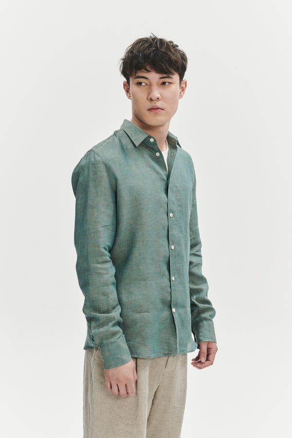 Delikatessen Feel Good Shirt In The Finest Green Delavé Portuguese Linen