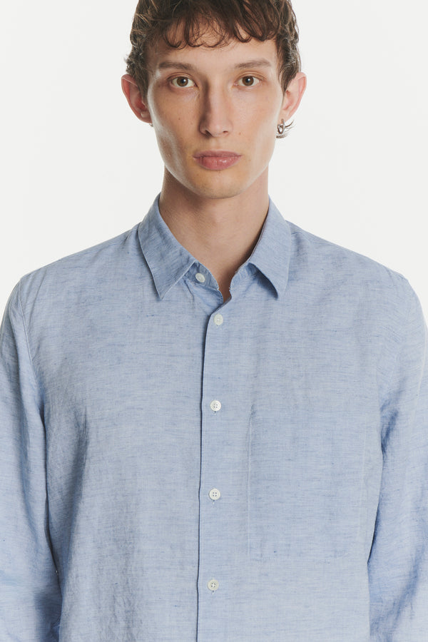 Delikatessen Feel Good Shirt In The Finest Soft Blue Italian Cotton And Linen