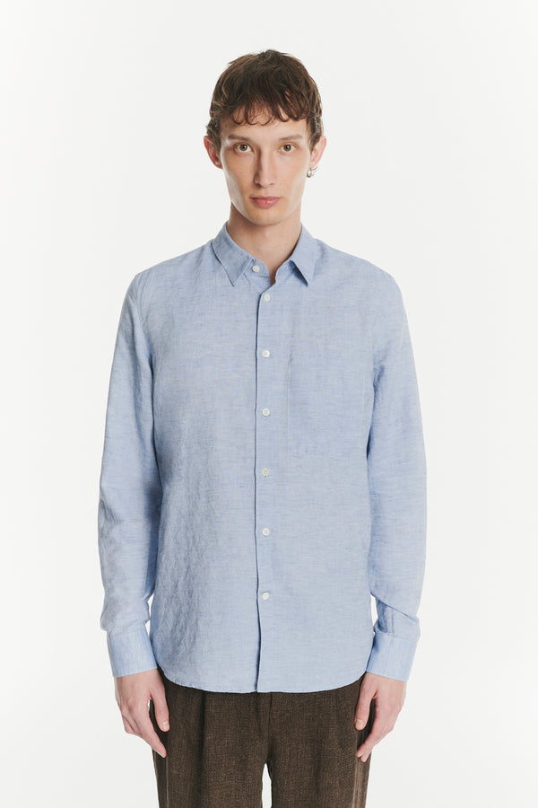 Delikatessen Feel Good Shirt In The Finest Soft Blue Italian Cotton And Linen