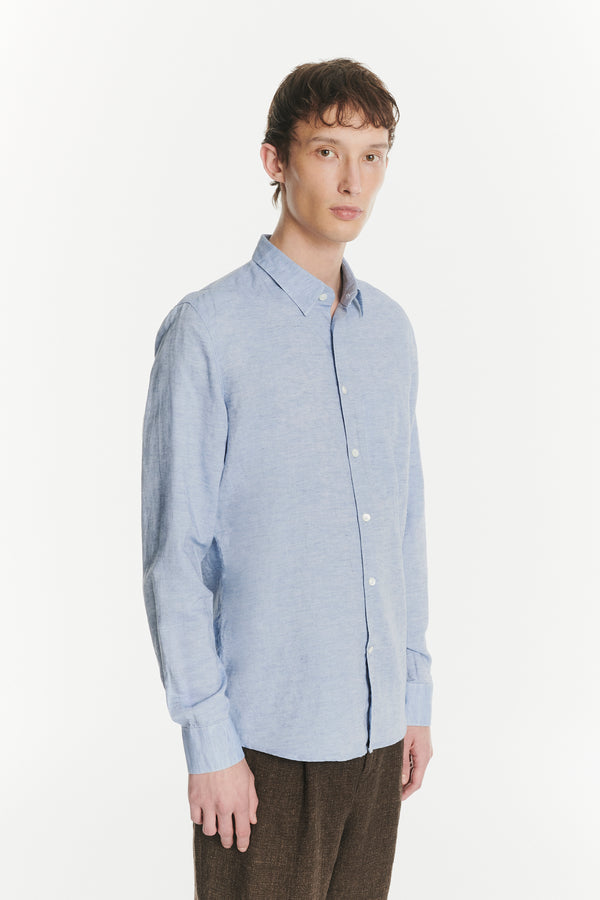 Delikatessen Feel Good Shirt In The Finest Soft Blue Italian Cotton And Linen
