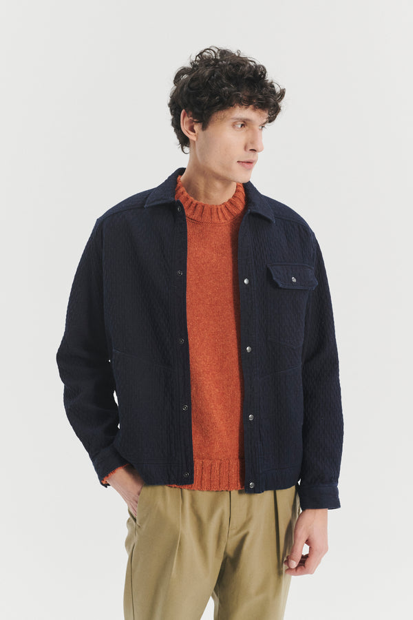 Delikatessen French Workwear Jacket In The Finest Deep Blue Japanese Cotton Denim
