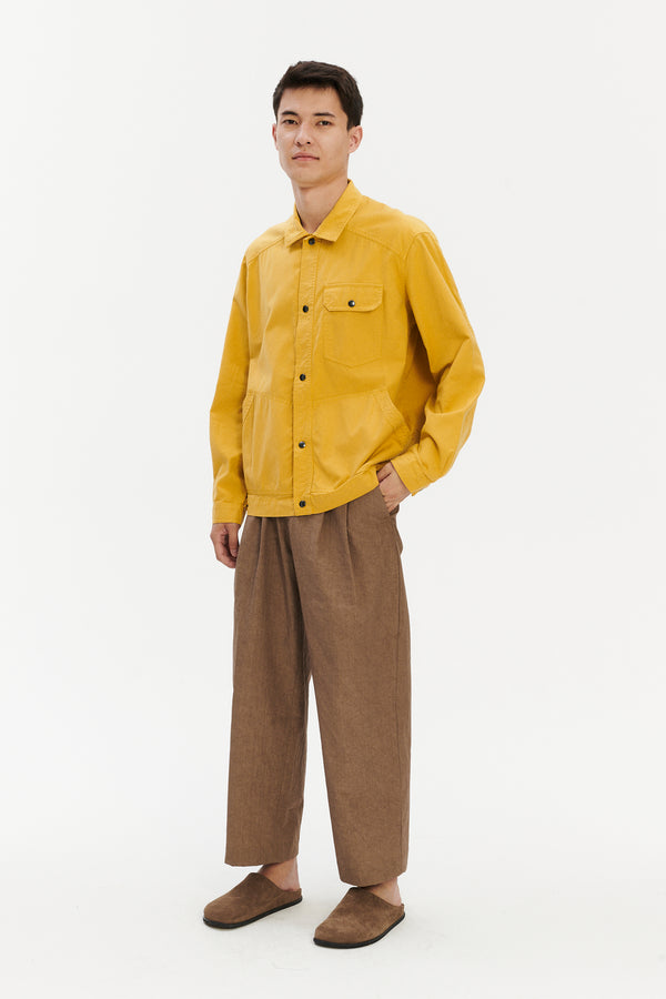 Delikatessen French Workwear Jacket In Yellow Italian Cotton