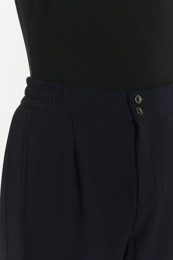 Delikatessen Garden Trousers In The Finest Navy Blue Easy Stretch Italian Virgin Wool