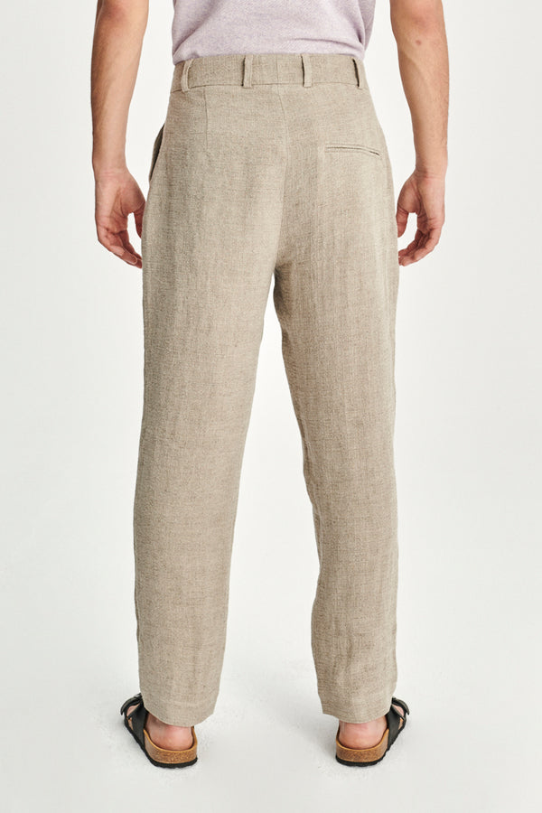 Delikatessen Genuine Trousers In A Beige Fluid Italian Linen Crepe