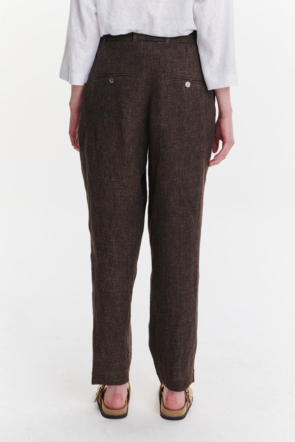 Delikatessen Genuine Trousers In A Brown Fluid Italian Linen Crepe