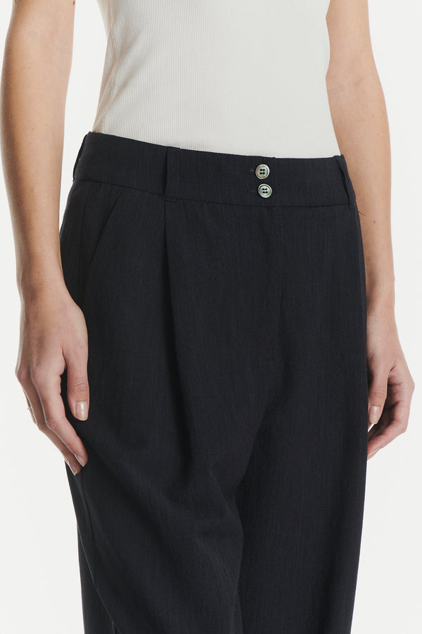 Delikatessen Genuine Trousers In A Navy Blue Italian Virgin Wool And Viscose Crepe
