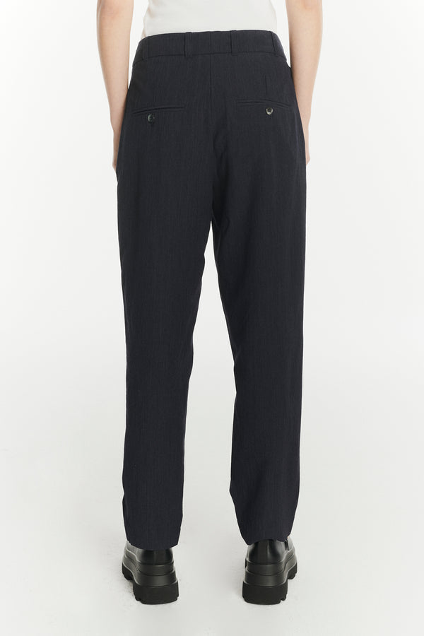 Delikatessen Genuine Trousers In A Navy Blue Italian Virgin Wool And Viscose Crepe