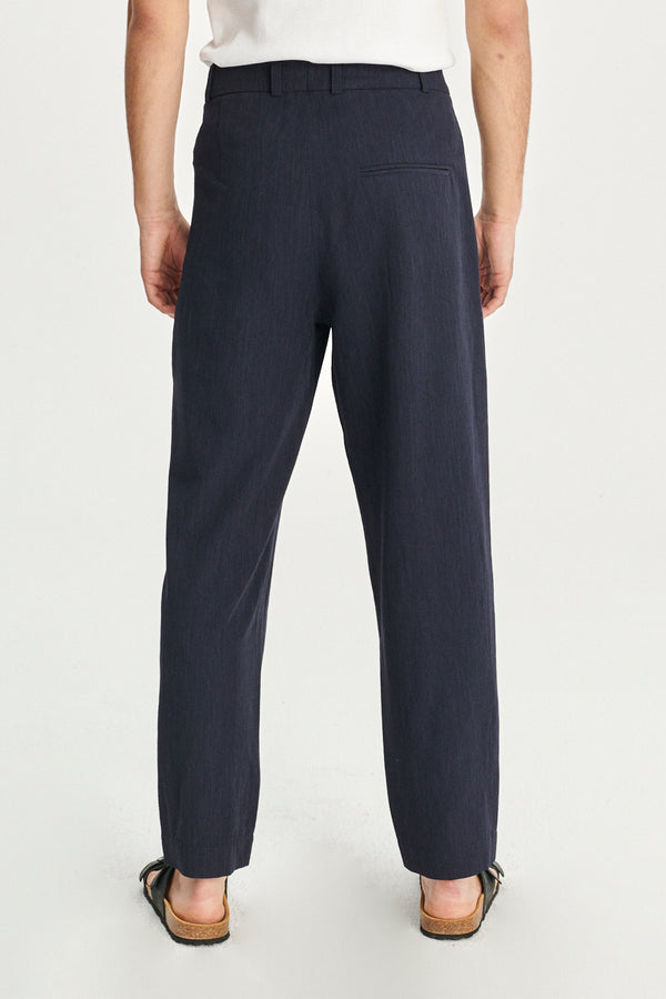 Delikatessen Genuine Trousers In A Navy Italian Virgin Wool And Viscose Crepe