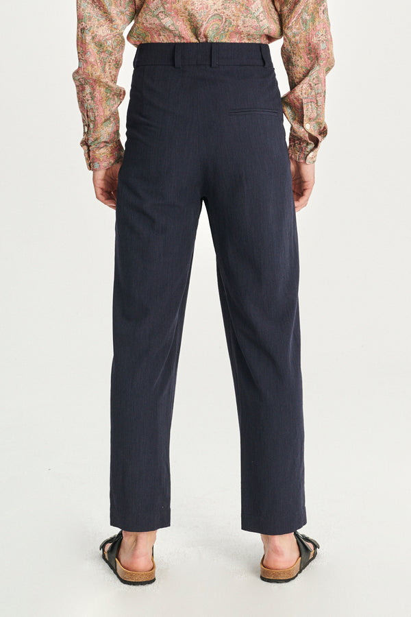 Delikatessen Genuine Trousers In A Navy Italian Virgin Wool And Viscose Crepe