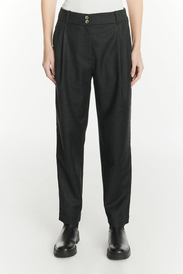 Delikatessen Genuine Trousers In The Finest Dark Grey Italian Virgin Wool From Giuseppe Botto