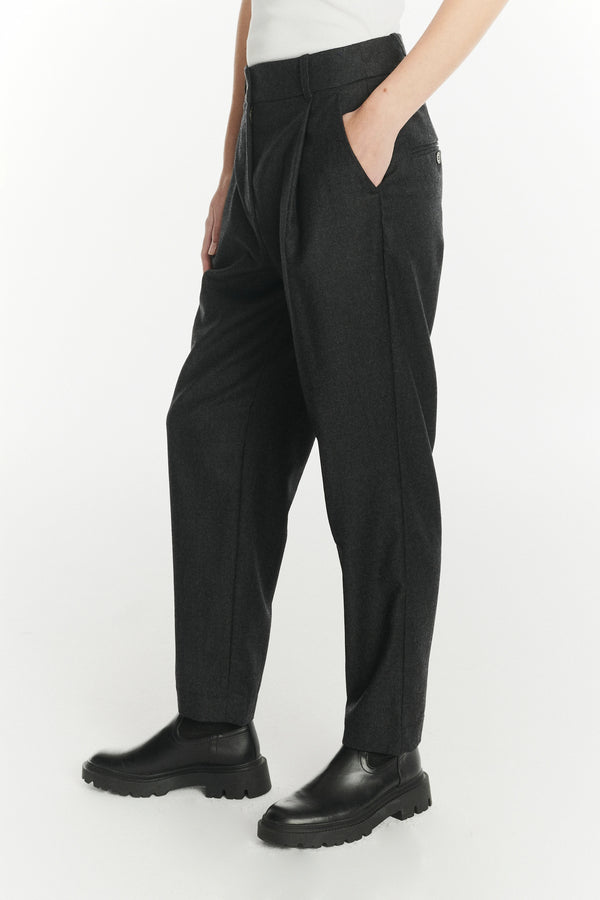 Delikatessen Genuine Trousers In The Finest Dark Grey Italian Virgin Wool From Giuseppe Botto
