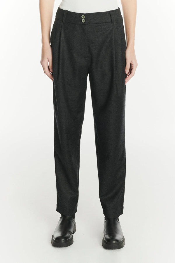 delikatessen Genuine Trousers in the Finest Dark Grey Italian Virgin Wool from Giuseppe Botto