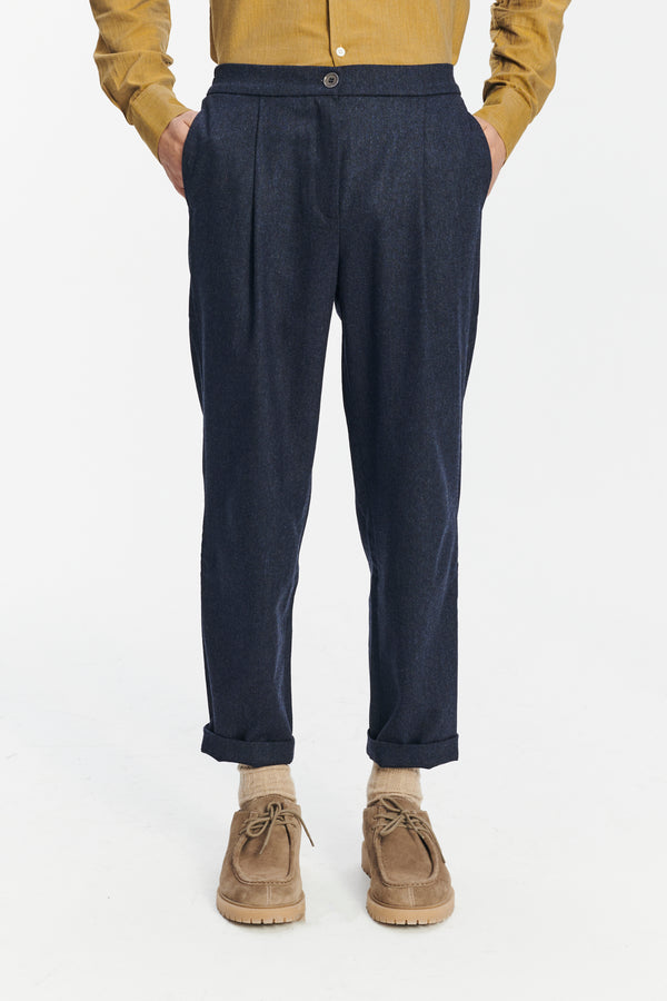Delikatessen Genuine Trousers In The Finest Navy Blue Italian Virgin Wool And Cashmere