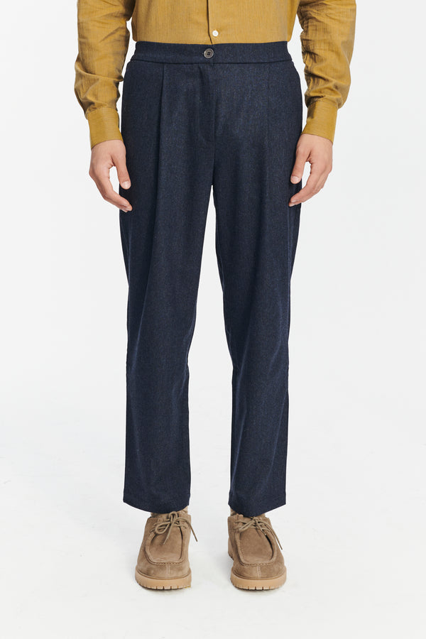 Delikatessen Genuine Trousers In The Finest Navy Blue Italian Virgin Wool And Cashmere