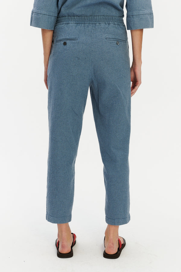 Delikatessen Jogger Trousers In A Pale Sky Blue Italian Recycled Cotton Denim